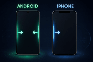 Usporedba Back geste na Androidu s oba ruba i iPhoneu s lijevog ruba
