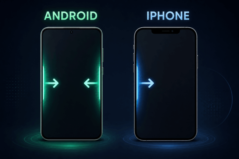 Usporedba Back geste na Androidu s oba ruba i iPhoneu s lijevog ruba