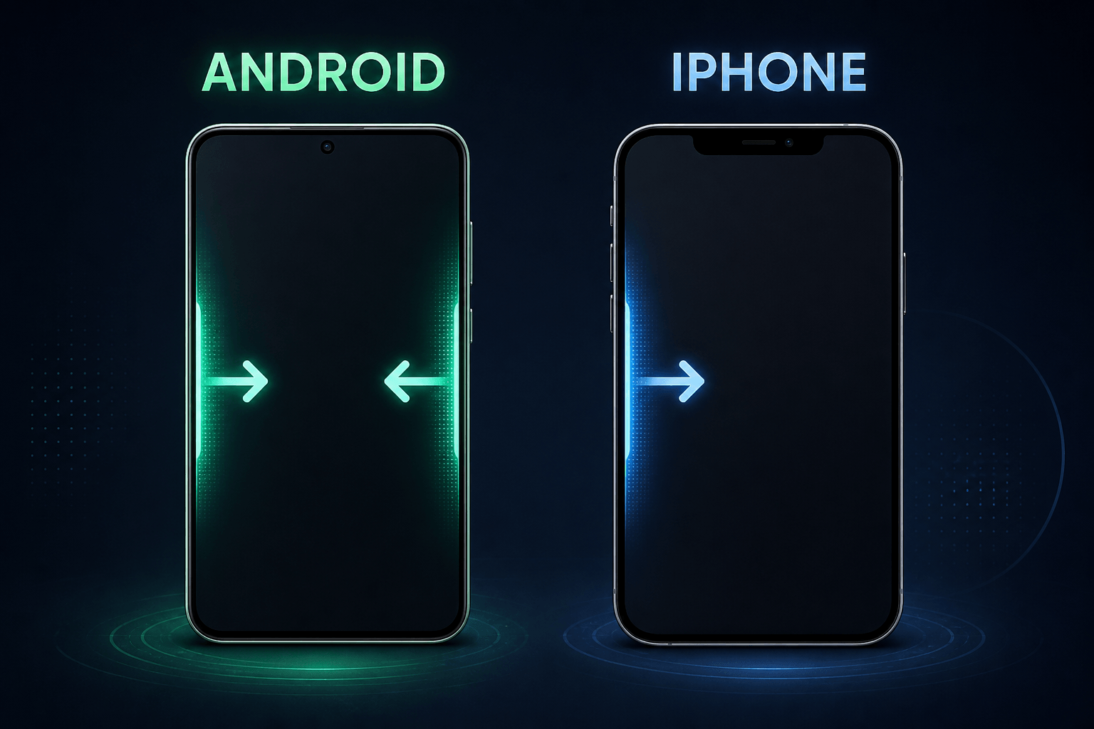 Usporedba Back geste na Androidu s oba ruba i iPhoneu s lijevog ruba